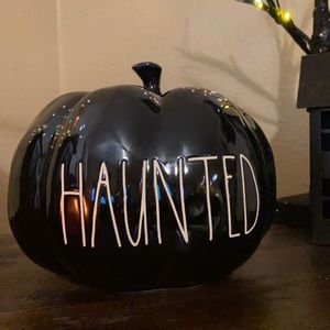 New Rae Dunn Black Iridescent HAUNTED Pumpkin